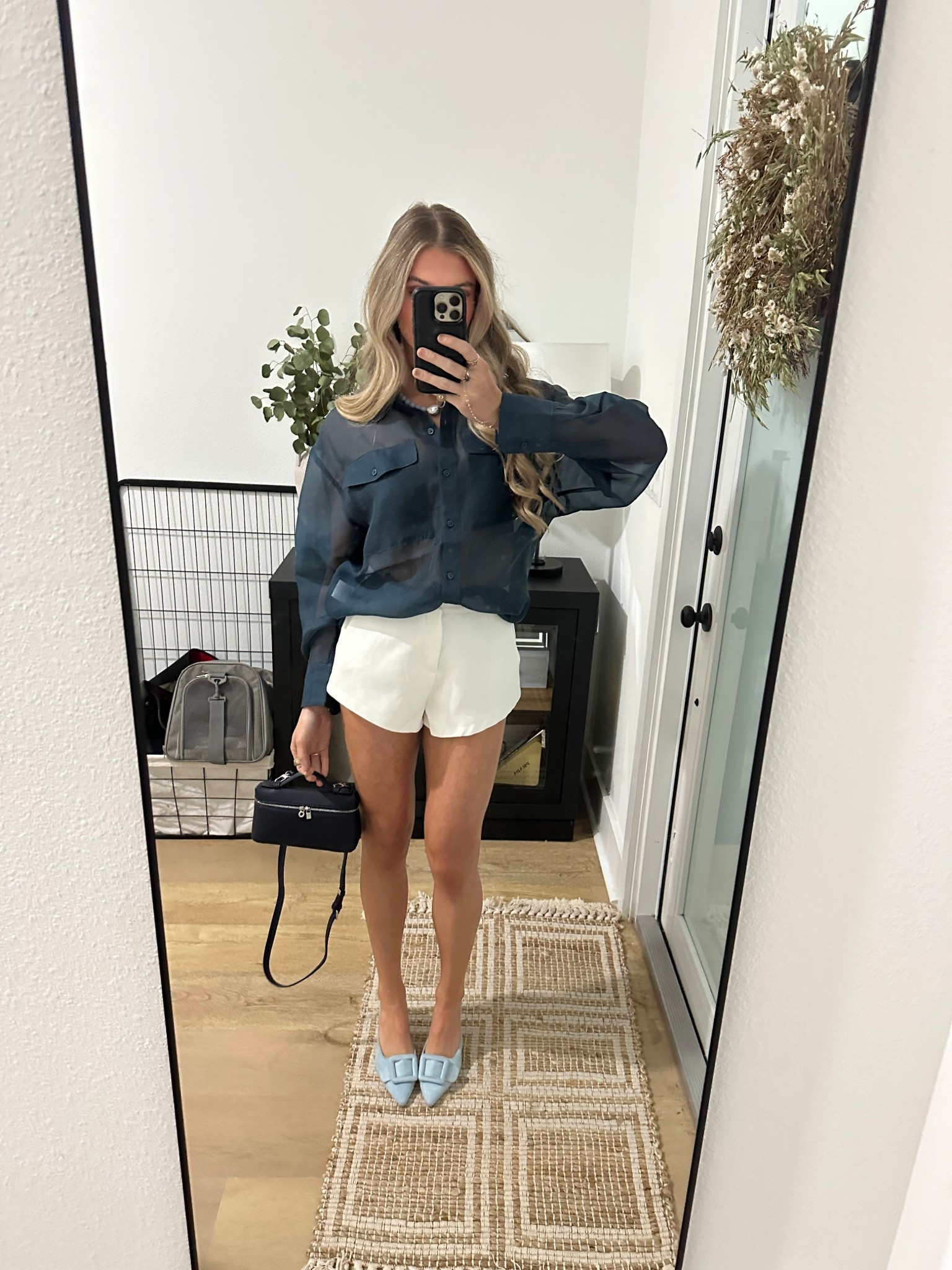 Friday night outfit! My heels are from amazon VETASTE Women's Heeled Mules Pointed Toe Suede Buckle Slip On Sandals Kitten Heels Party Wedding Shoes
Wedding, Party, Kitten Heels, Pointed Toe, Suede, Buckle, Slip On. My shirt is a sheer button up from Express size XS. My white micro shorts are from Revolve. My purse is also an amazon find it’s a look for less  

#LTKootd #LTKSeasonal #LTKFindsUnder100