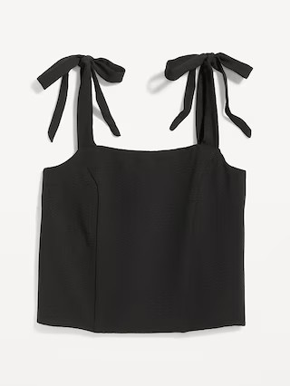 Fitted Tie-Shoulder Cropped Dobby Corset Cami Top for Women | Old Navy (US)