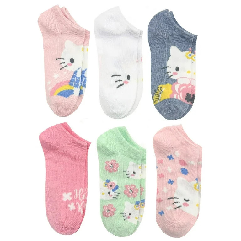 Hello Kitty, Girls No-Show Socks, 6-Pack, Sizes S-L - Walmart.com | Walmart (US)