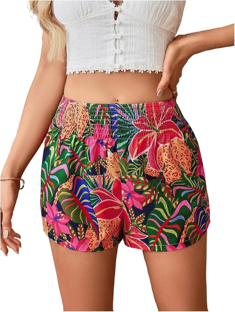 Floerns Women's Summer Tribal Print Elastic Waist Beach Shorts | Amazon (US)