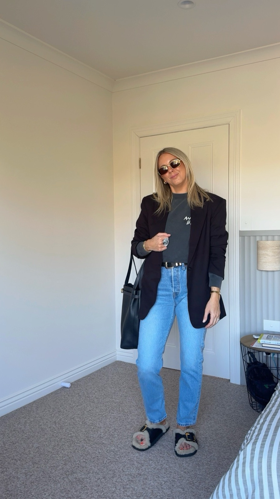 One of my favourite outfits - @aninebing sweater with a blazer - the best! I’m in a small in the jumper, 12/30 in the Levi’s and a 10 in the blazer x

#LTKautumn #LTKstyletip #LTKaustralia