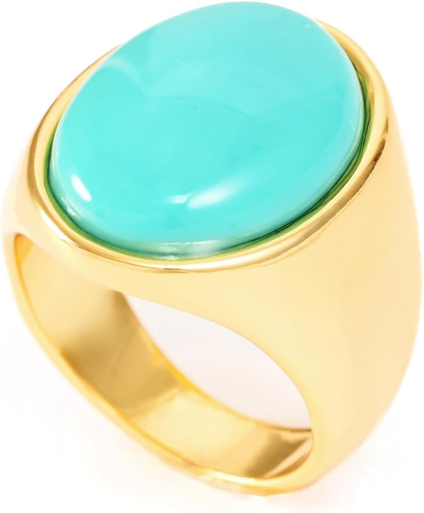 Gold Turquoise Ring for Women 18K Gold Plated Chunky Turquoise Rings Boho Vintage Western Jewelry... | Amazon (US)