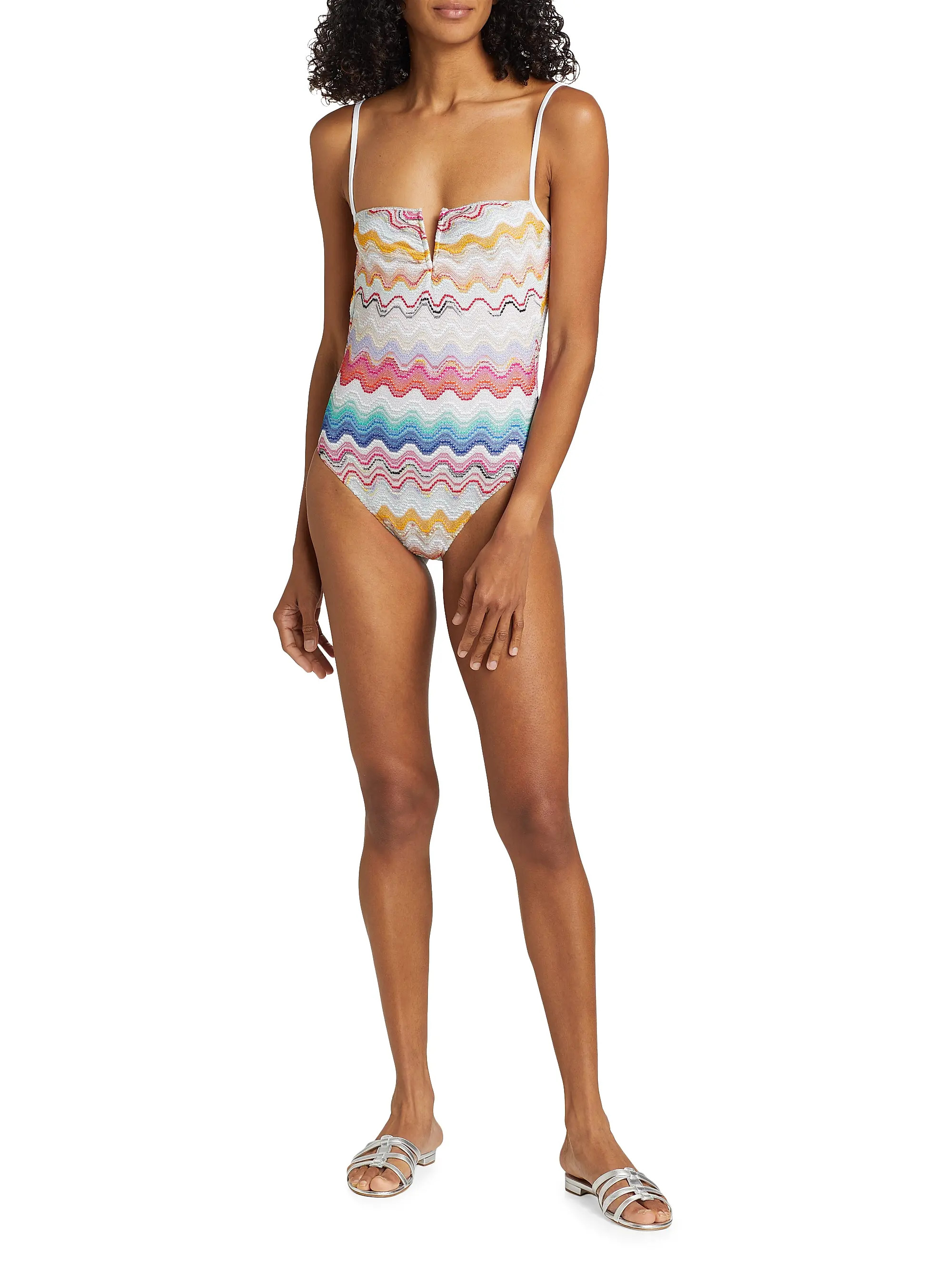 Zigzag Knit One-Piece Swimsuit | Saks Fifth Avenue