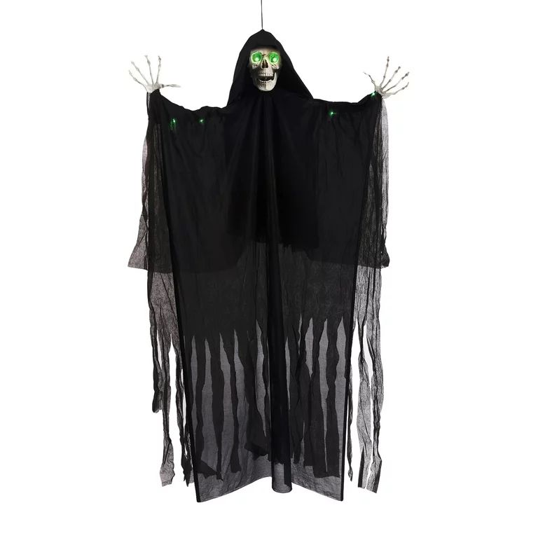 WBHome Halloween Animated Prop 6ft Life-Size Hanging Grim Reaper with Creepy Sound and Eyes Light... | Walmart (US)