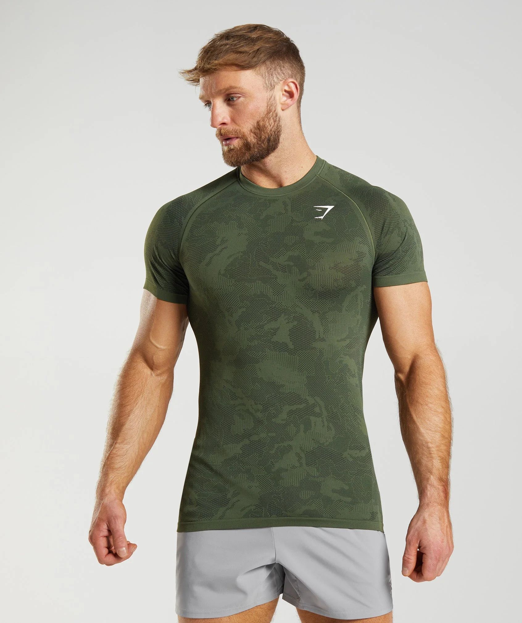 Gymshark Geo Seamless T-Shirt - Core Olive/Black | Gymshark US