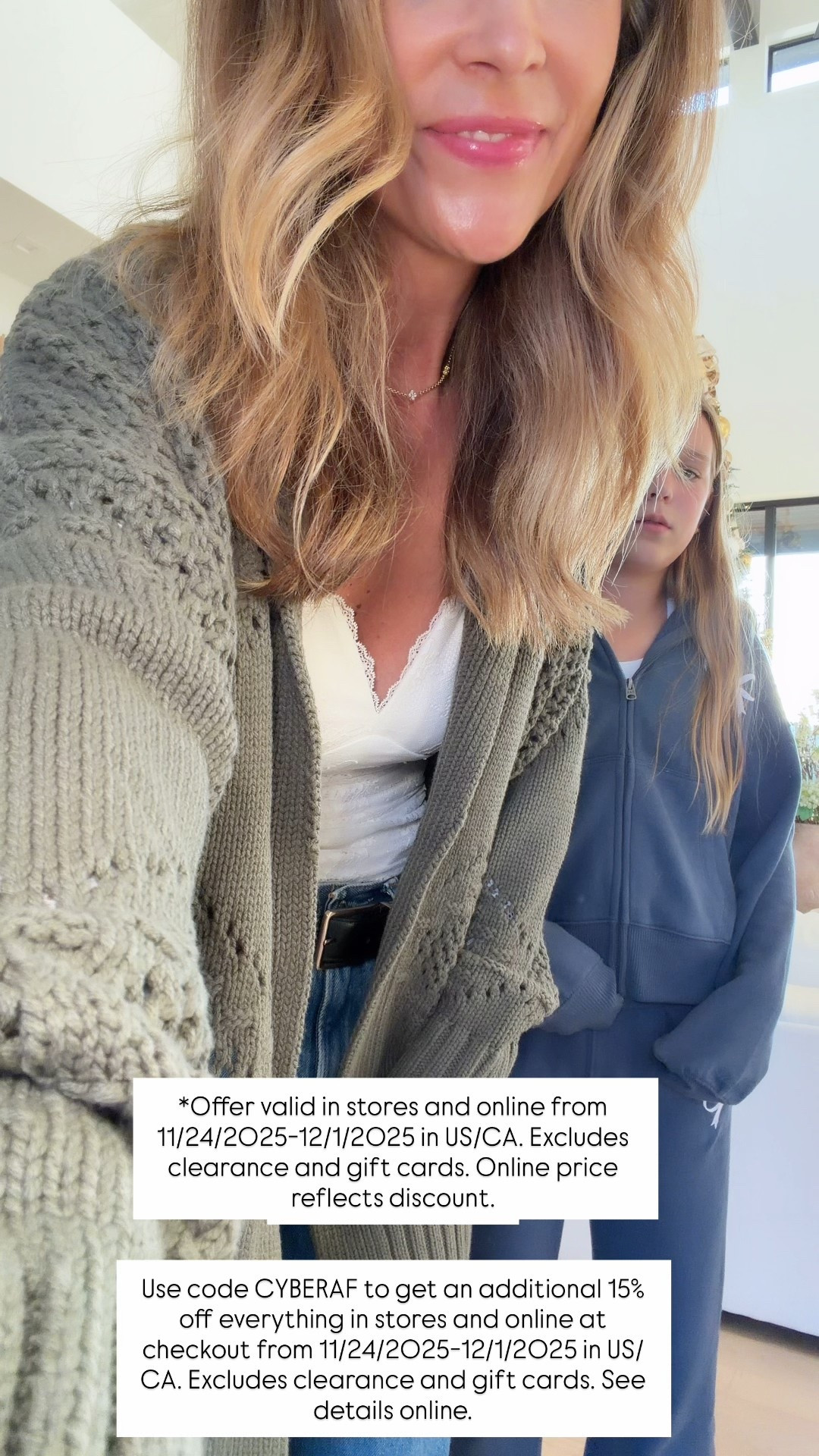 #AbercrombiePartner Happy Cyber Week! I’m so excited to partner with @abercrombie to share the 25-50% off sale! Get extra 15% off with code CYBERAF! This is when I stock up on my kids’ jeans, outerwear and Christmas gifts! I also grabbed myself an outfit because I couldn’t resist the sale! Pro Tip: Go down one size in the jeans and up in the length. Laikyn is usually size 12, but I get her size 10/11 Long in the jeans and it’s a perfect fit.

Site-wide Promo: *Offer valid in stores and online from 11/24/2025-12/1/2025 in US/CA. Excludes clearance and gift cards. Online price reflects discount. 

Stackable Promo : *Use code CYBERAF to get an additional 15% off everything in stores and online at checkout from 11/24/2025-12/1/2025 in US/CA. Excludes clearance and gift cards. See details online.

#LTKKids #LTKSaleAlert #LTKCyberWeek