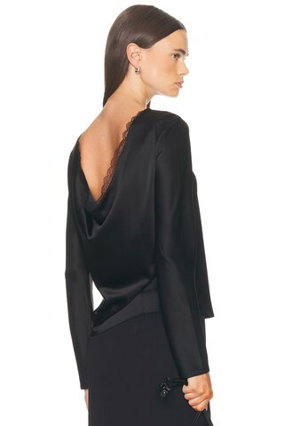LESET Barb Lace Low Back Top in Black | FWRD 