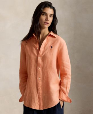 Polo Ralph Lauren Women's Classic-Fit 100% Linen Shirt - Hot Fuchsia | Macy's
