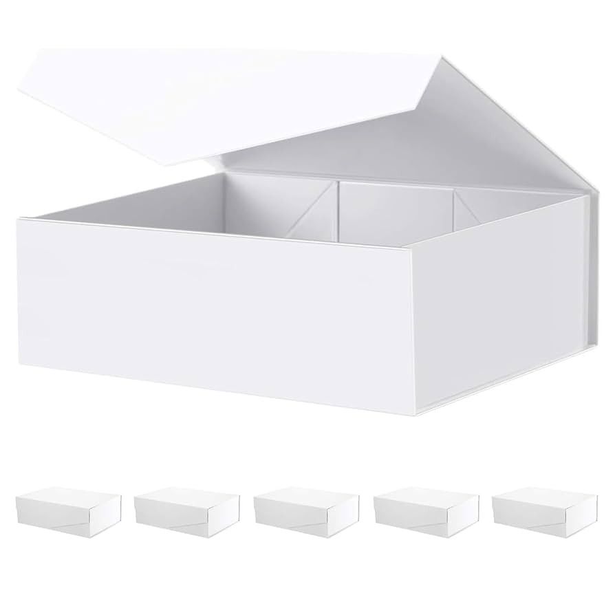 BLK&WH 6 Gift Boxes 13.5x9x4.1 Inches, Large Gift Boxes with Lids, White Gift Boxes, Bridesmaid P... | Amazon (US)