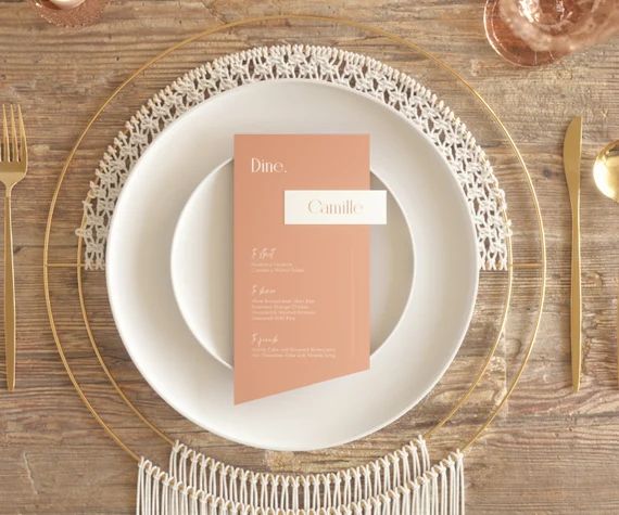 Modern Wedding Dinner Menu Card, Arch Dinner Menu, Minimalist Menu Card, Wedding Place Cards, Per... | Etsy (US)