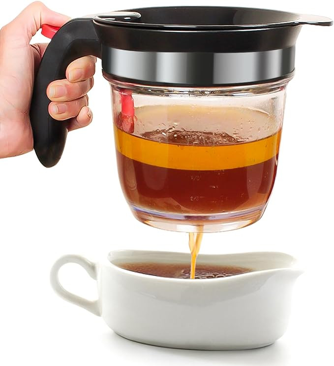Fat Separator With Bottom Release, 4 Cup Gravy Separator for Cooking with Oil Strainer, Kitchen G... | Amazon (US)