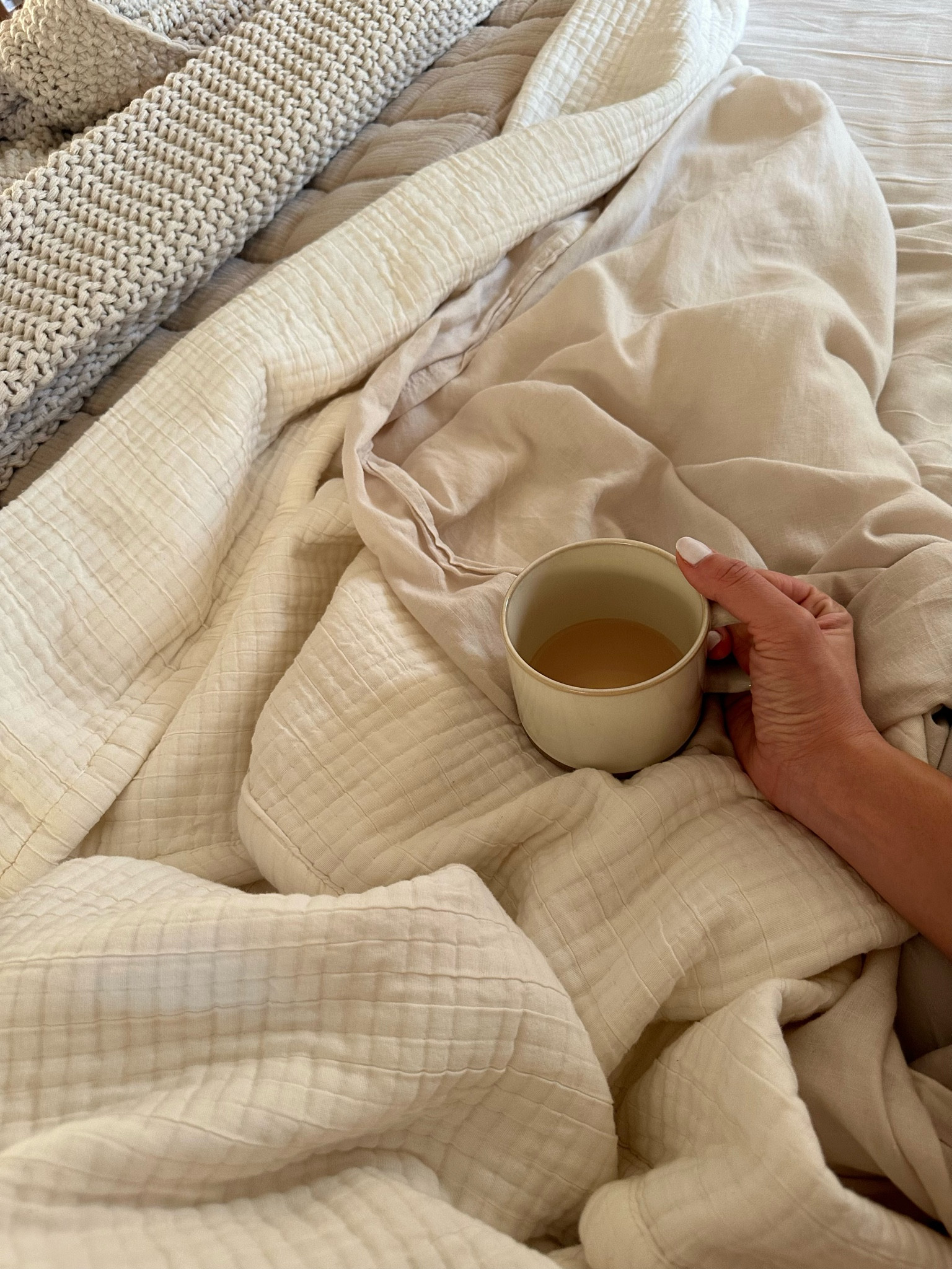 Cozy linen bedding! 

Cream colored cloth quilt - king size
Natural colored knit bed blanket king size
Oat color Amazon bed sheets 
Target coffee mug! 

Bedding- linen bedding- bedding layers- layered bedding- blankets- oversized blanket- king blankets- layered bedding look

Bedding Inspo- bedroom design- cozy mornings- bedding. Linen
Organic modern bedroom design 

#LTKstyletip #LTKhome #LTKMostLoved