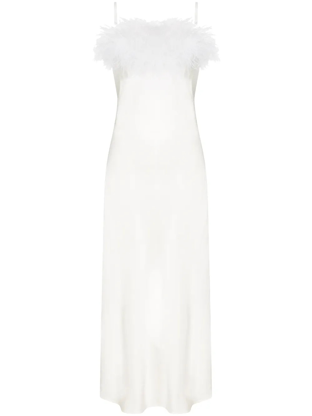 Sleeper Boheme feather-trim Slip Dress | White | FARFETCH | Farfetch Global