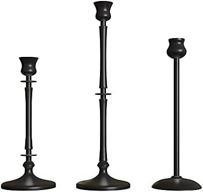 Matte Black Taper Candlestick Holders Set of 3 - Metal Taper Candle Holders for Candlesticks, Candle | Amazon (US)