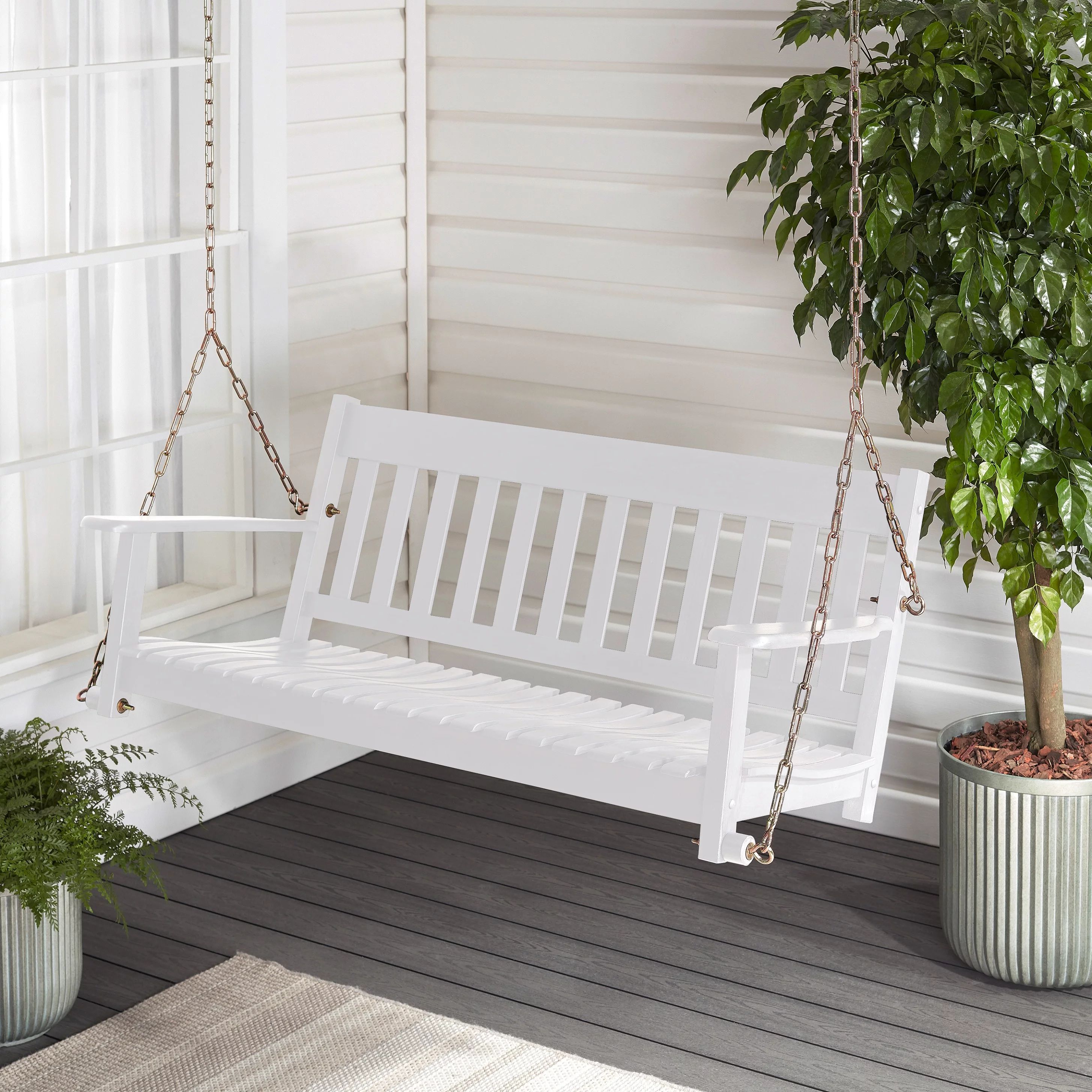 Better Homes & Gardens Delahey Outdoor White Porch Swing | Walmart (US)