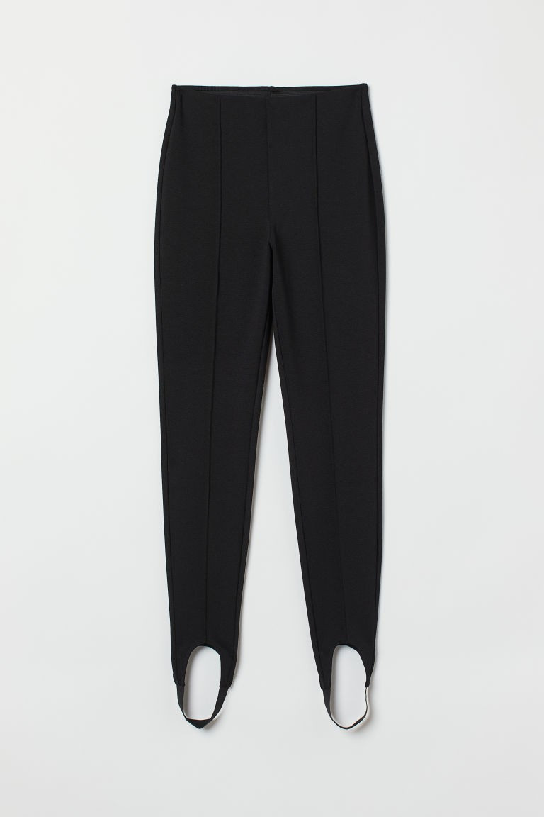 H & M - Crease-front Stirrup Leggings - Black | H&M (US + CA)
