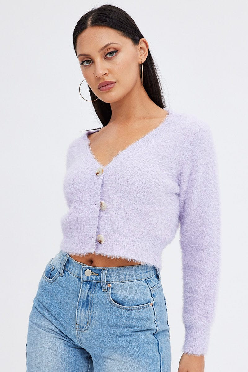 Purple Fluffy Cardigan | Ally Fashion (US, Australia & New Zealand)