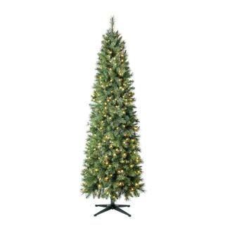 Home Accents Holiday 7 ft Wesley Long Needle Pine Pencil Pre-Lit LED Artificial Christmas Tree wi... | The Home Depot