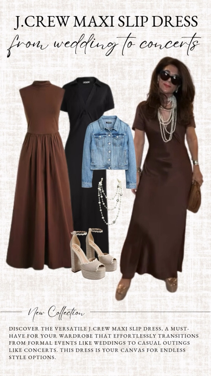 Discover the versatile J.Crew Maxi Slip Dress, a must-have for your wardrobe that effortlessly transitions from formal events like weddings to casual outings like concerts. this dress is your canvas for endless style options.

#LTKParties #LTKTravel #LTKStyleTip
