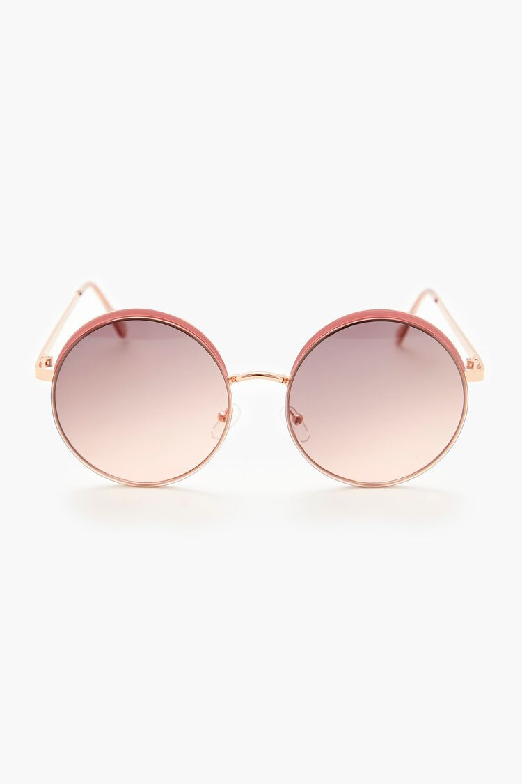 Round Frame Sunglasses in Gold/Pink | Forever 21