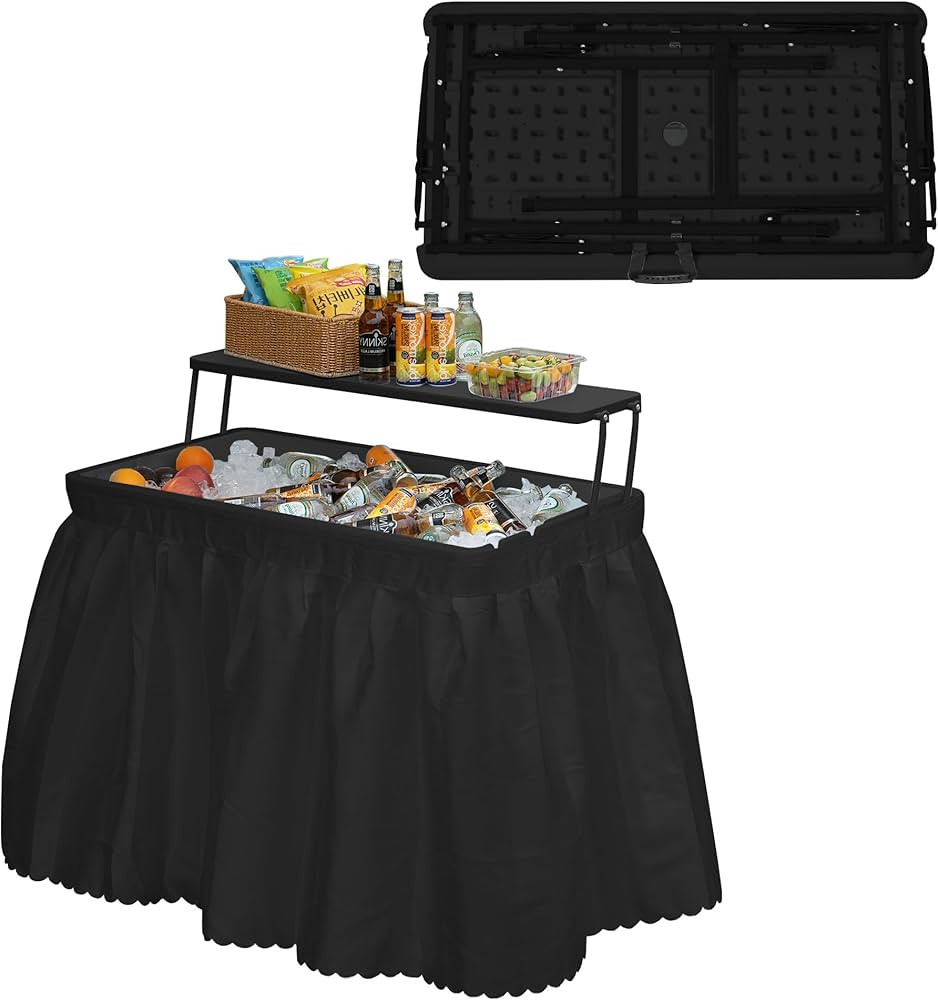 Outdoor Ice Cooler Folding Table, Portable Cooler Table with Removable Matching Skirt, Folding Ic... | Amazon (US)