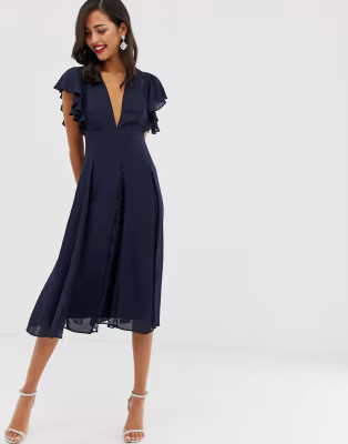 ASOS DESIGN midi dress with lace godet panels | ASOS (Global)