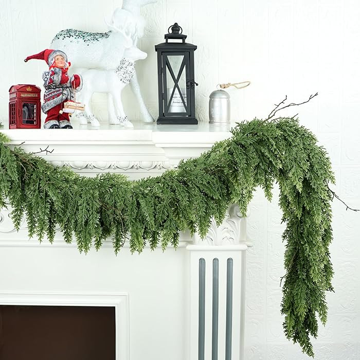 5ft Christmas Garland Realistic Soft and Thickness Green Faux Cedar Pine Garland Artificial Cedar... | Amazon (US)