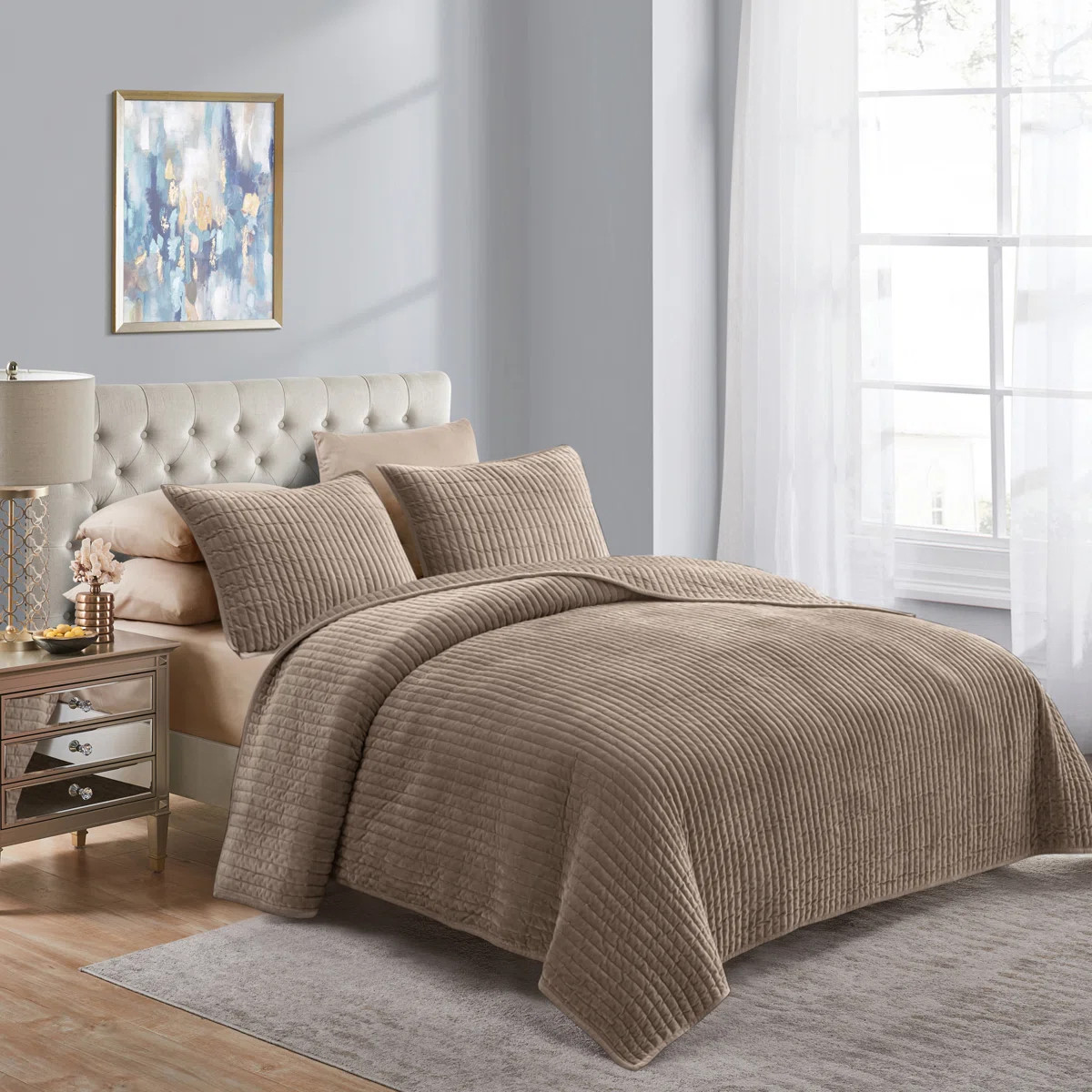 Wonderful Velvet 3-piece reversible quilt set | Wayfair North America