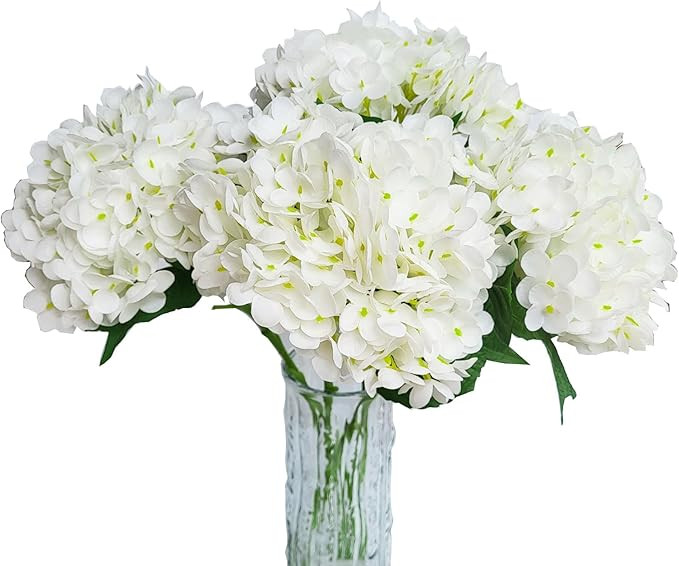 4pcs Real Touch Hydrangea Artificial Flowers, White Fake Hydrangea Flowers, 21" Large Natural Lif... | Amazon (CA)
