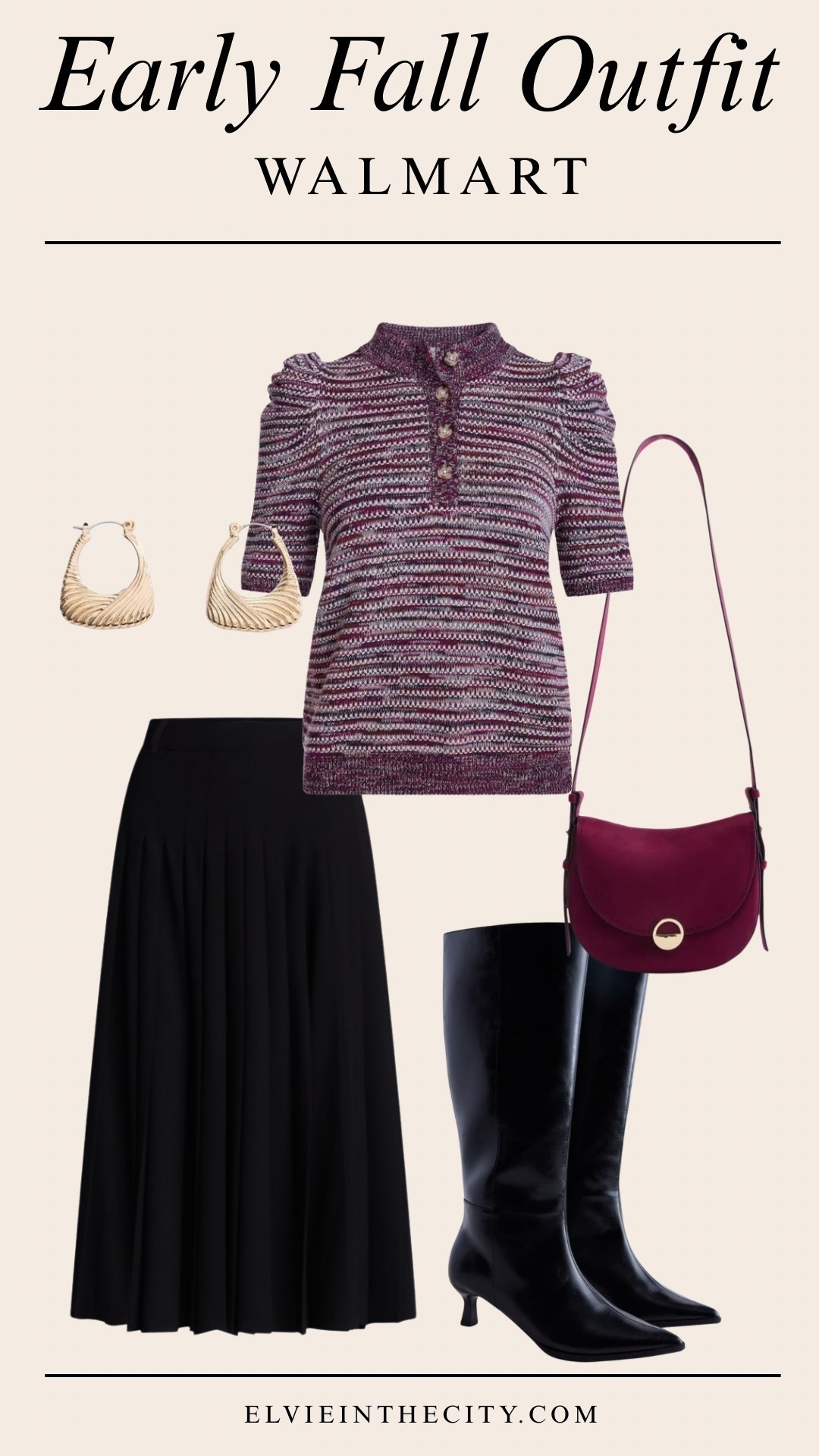 This early fall outfit from Walmart includes a Henley sweater with puff sleeves,  pleated maxi skirt, black kitten heel tall boots, wine corossbody handbag, and a pair of gold-toned ribbed earrings. 


Walmart finds, fall outfits, fall finds, over 50 style, midlife fashion, petite fashion,midlife women, affordable fashion, fashion over40

#LTKOver40 #LTKPetite #LTKmomlife