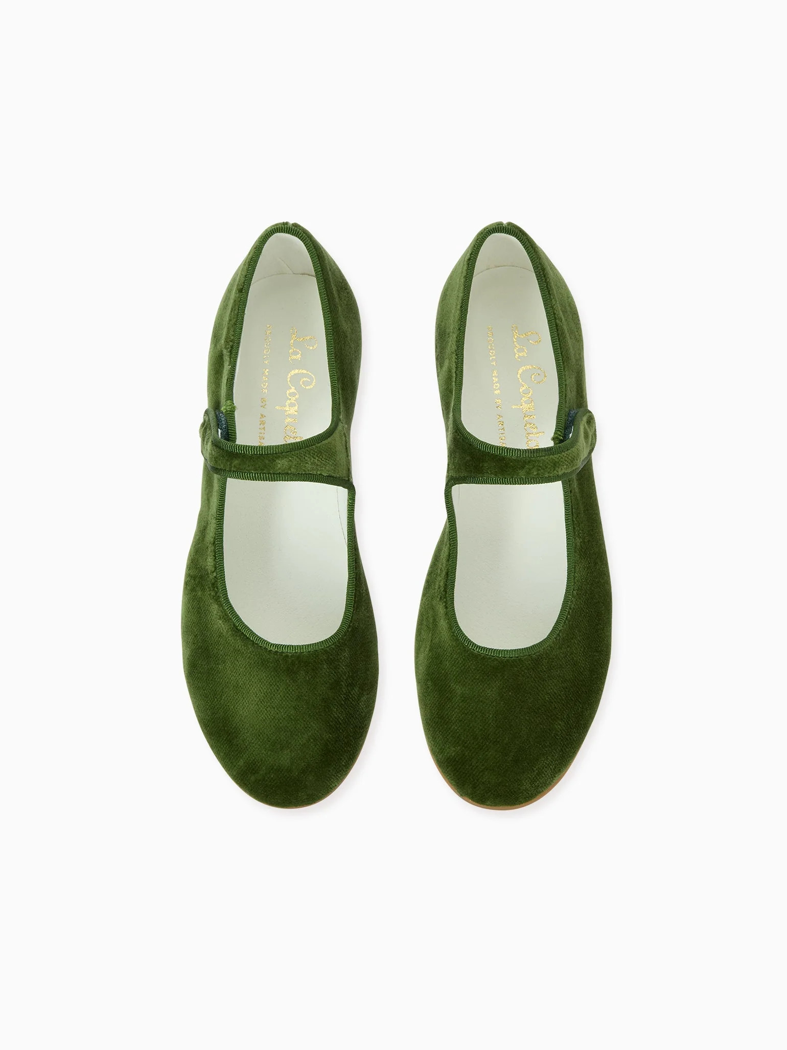 Forest Green Velvet Girl Mary Jane Shoes | La Coqueta (US)
