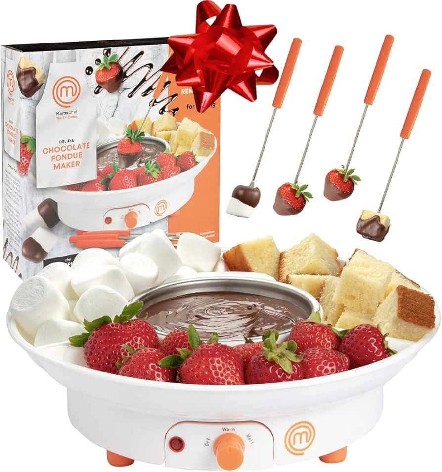 MasterChef Chocolate Fondue Maker- Deluxe Electric Dessert Fountain Fondue Pot Set w 4 Forks & Pa... | Amazon (US)