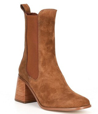 Steve Madden Argent Suede Block Heel Mid Boots | Dillard's | Dillard's