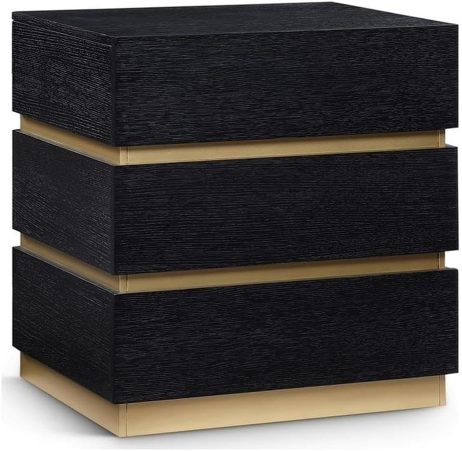 MAKLAINE Contemporary Rich Black Oak Engineered Wood Night Stand | Amazon (US)