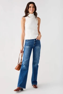 Risen Mila High Rise Full Length Straight Leg Jeans | Social Threads