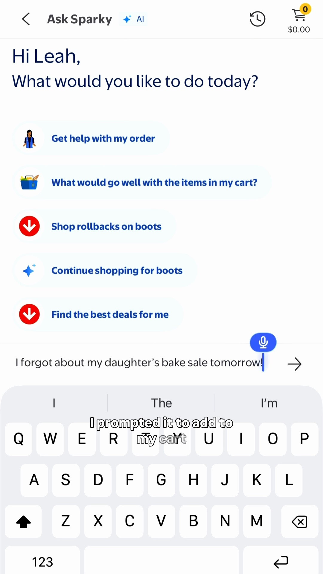 #walmartpartner Sparky is ultimate Mom Hack 👏🏻
Highly suggest downloading the Walmart App and trying Sparky, your AI shopping assistant 🤩  I can’t believe how much time and mental energy this saved me for a simple daily task - it’s like having my own personal assistant! 
@walmart #walmartpartner