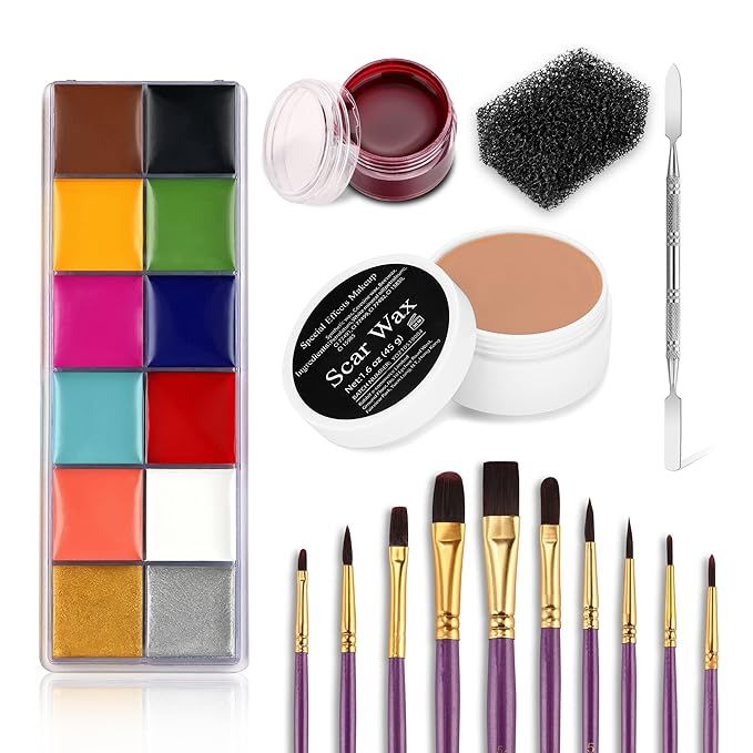 DELISOUL Professional Special Effects SFX Makeup Kit,12 Colors Face Body Paint Palette,Wound Mode... | Amazon (US)
