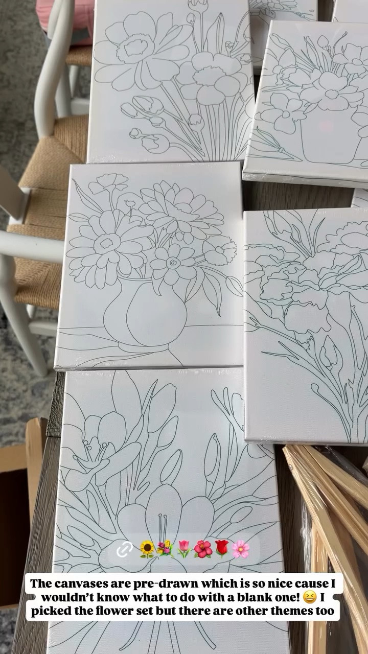 The canvases are pre-drawn which is so nice cause I wouldn't know what to do with a blank one! I picked the flower set but there are other themes too

#LTKhome #LTKsummer