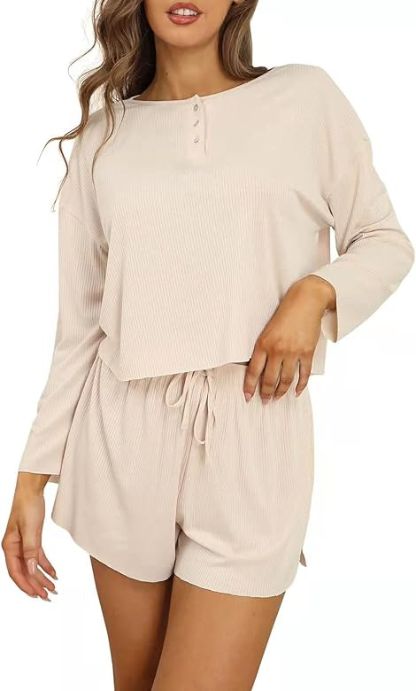 Arwser Womens Loungewear Set Knit Winter Lounge Set Long Sleeve Top 2 Piece Outfits Soft Pajamas ... | Amazon (US)