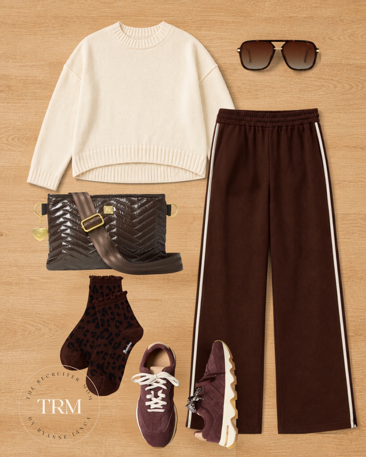 Comfy but still cute enough to leave the house is always the goal. 😂🤎 These brown track pants with the cream sweater and sneakers make such an easy fall mom uniform!

#LTKSeasonal #LTKOver40 #LTKMidsize