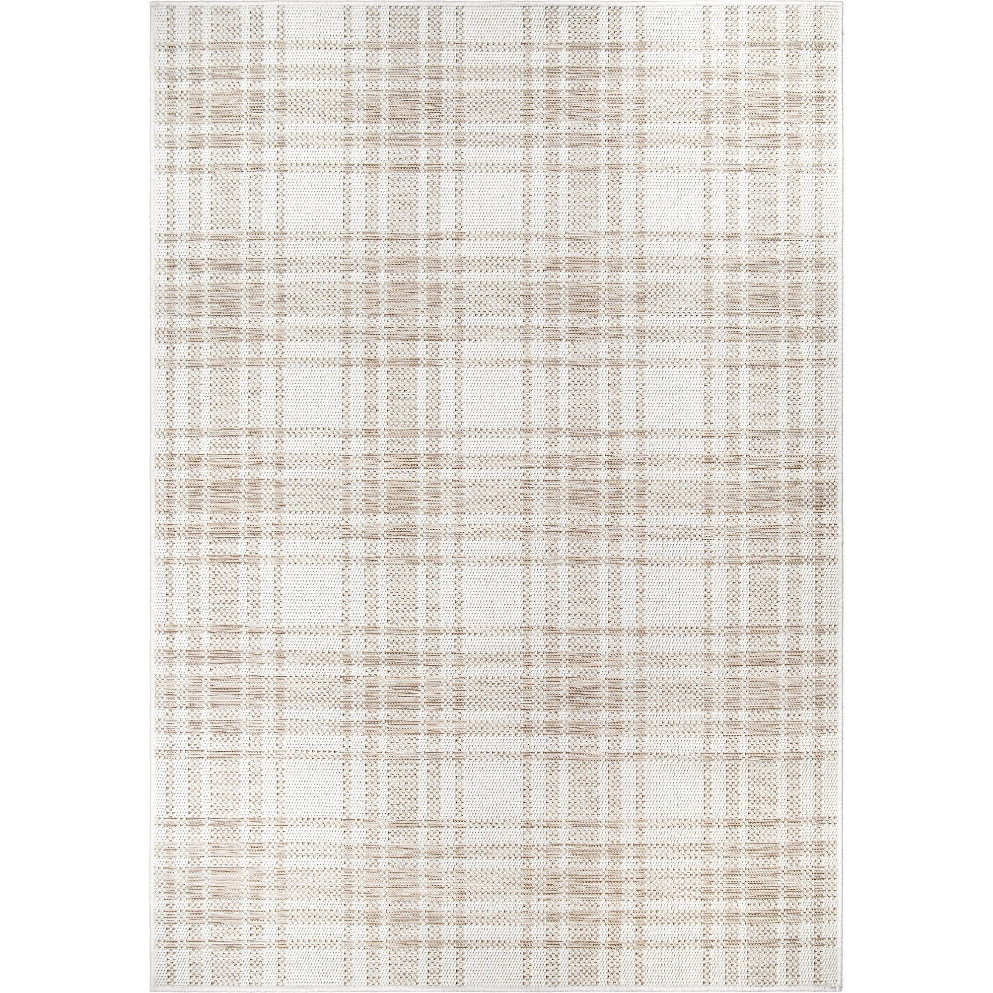 My Texas House Hampshire Plaid Reversible Indoor/ Outdoor Area Rug, Natural Driftwood, 5' x 7' | Walmart (US)