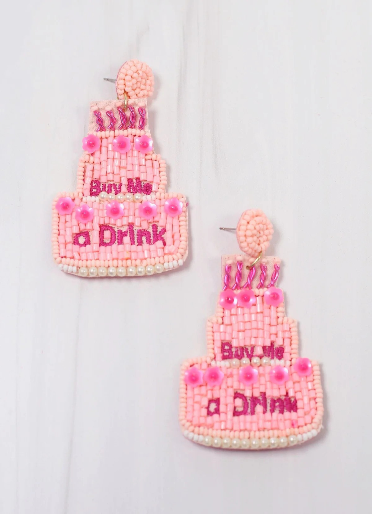 Buy Me a Drink Birthday Earring PINK | Caroline Hill