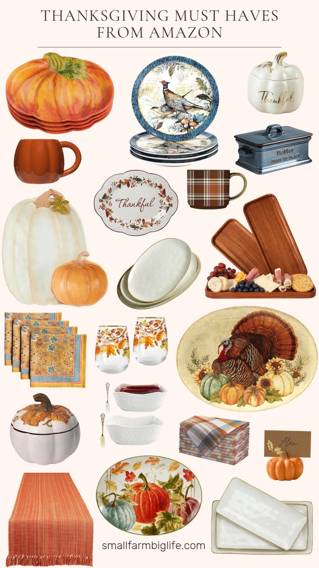 Set the table in style this Thanksgiving 🧡✨ These Amazon finds from pumpkin plates and platters to napkins, mugs, and a cozy table runner are perfect for creating a warm, festive holiday table. The prettiest Thanksgiving table must haves for your gathering! 

 #LTKHoliday #LTKHome #LTKFindsUnder50