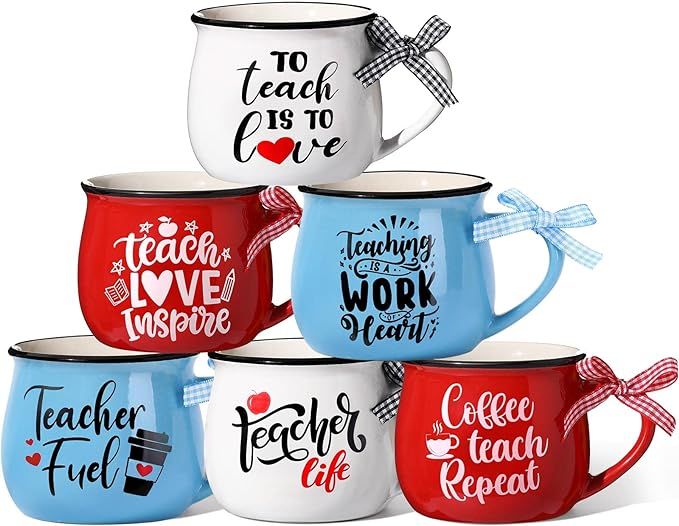 Zubebe 6 Pieces Teacher Gift Mugs Set, Best Teacher Gift for Women 12oz Coffee Mugs Ceramic Cups ... | Amazon (US)