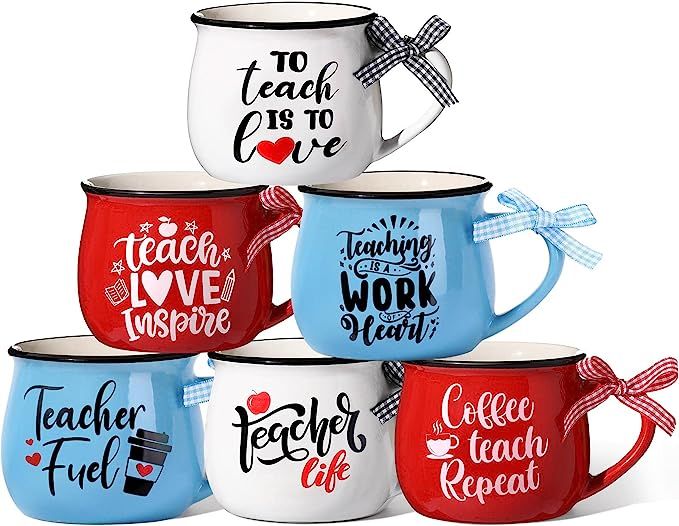 Zubebe 6 Pieces Teacher Gift Mugs Set, Best Teacher Gift for Women 12oz Coffee Mugs Ceramic Cups ... | Amazon (US)