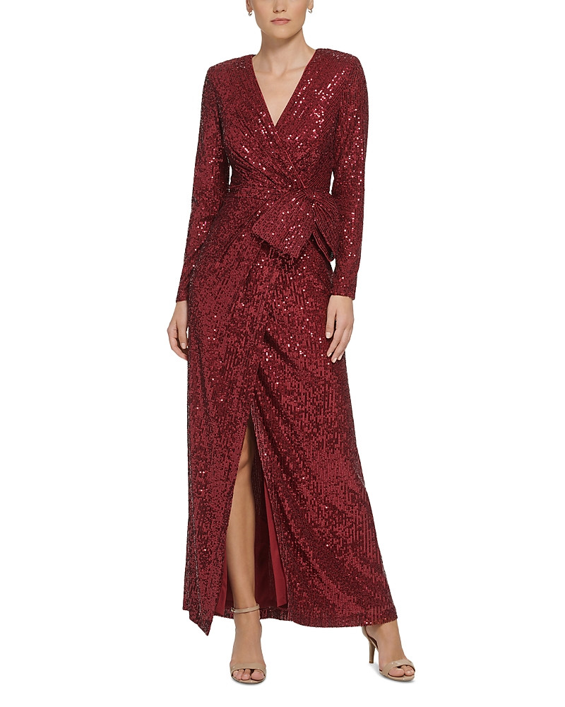 Eliza J Sequined Wrap Gown | Bloomingdale's (US)