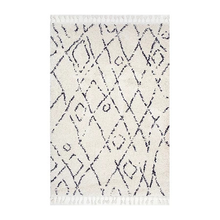 nuLoom Nieves Moroccan Diamond Tassel Rectangular Rug, One Size , White | JCPenney