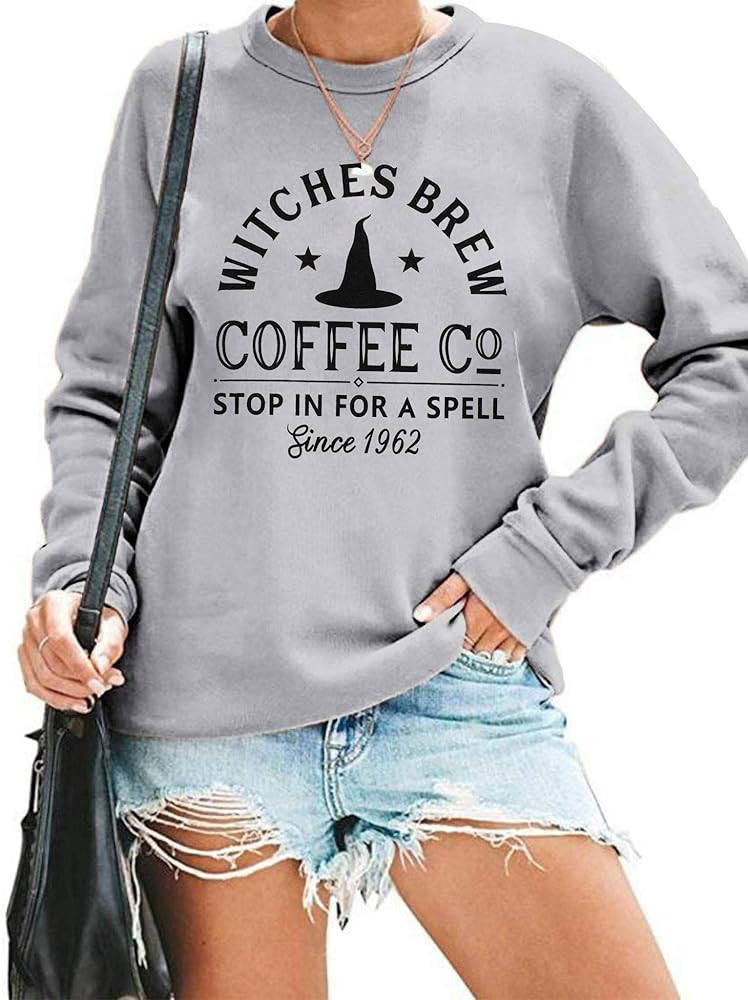 Women Witches Brew Sweatshirt Fall Sweater Funny Spooky Horror Season Sweatshirt Halloween Graphic T | Amazon (US)
