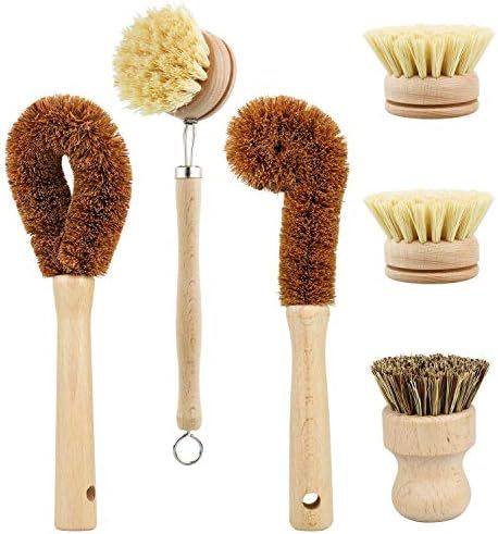 Cleaning Brush Set Plant Based Kitchen Brush 6 Piece for Vegetable and Dish Cleaning, Sisal & Coc... | Amazon (CA)