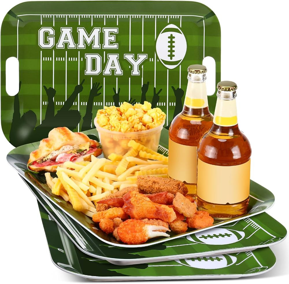 Maxcheck 4 Pcs Game Day Football Serving Tray 16x11'' Rectangular Melamine Football Party Platter... | Amazon (US)